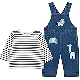 Little Me Essentials for Baby Girls and Boys Woven Jumpers and Coverall Overalls Set, Newborn to 24 Months