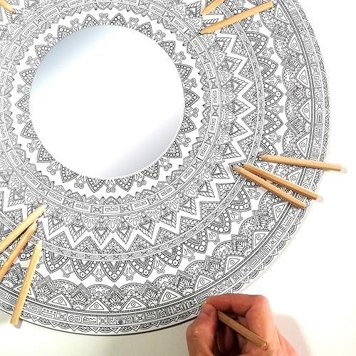 Espejo Mandala Pared de MADERA para Colorear Adultos y Niños ...