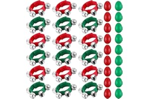 HyDren 36 Pieces Christmas Shaker Musical Instruments for Kids 18 Egg Shakers and 18 Wrist Hand Bells for Christmas Party Birthday Party Favors