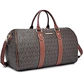 Women PU Leather Monogrammed Duffel Bag for Men- Scratch-Resistant Waterproof, Multi-Pocket Design, Large Capacity Carry-On for Gym Yoga Work Travel Weekender