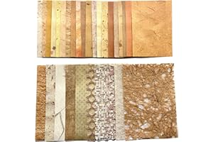 GENERIC Textured Scrapbook Paper Mesh Fabric - Junk Journal Supplies Assorted Set 51 Sheets Mixed Scrapbooking Materials Boho Cardstock Aesthetic Decoupage Paper for Crafts Planner Collage Embellishments