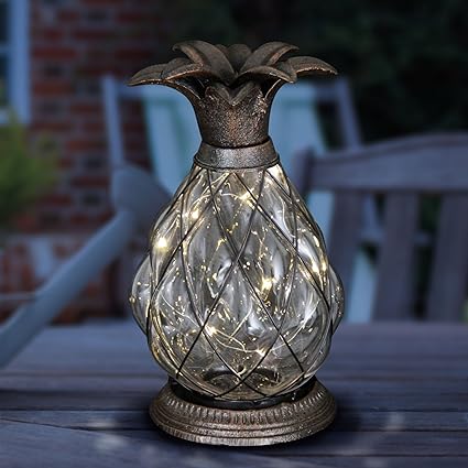 Amazon Com Exhart Pineapple Lantern Solar Led Lantern Outdoor