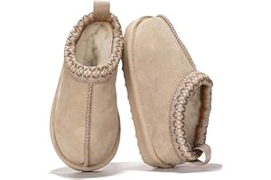 Project Cloud 100% Genuine Leather & Australian Shearling Slippers for Kids - Memory Foam Fuzzy & Non-Slip Fluffy Slippers Girls Footwear & Boys Footwear, Kids Unisex Shoes