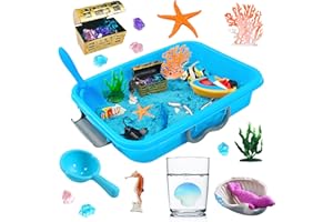 AGENTLAN Ocean Sensory Bin, Ocean Sensory Water Toys with Sea Animal for Toddlers Boys and Girls, Kids Toys Gift Sand Box for Age 3 4 5 6 7 8