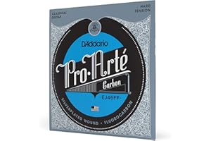 D'Addario Guitar Strings - Pro-Arte Classical Guitar Strings - EJ46FF Carbon Strings - Silver Plated Wrap, Composite Dynacore, Carbon Trebles - Hard Tension