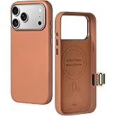 LONLI Urban | Pebbled Leather - European Genuine Pebbled Leather Case for iPhone 17 Pro - [Built-in Camera Control and Compatible with Magsafe] - Saddle