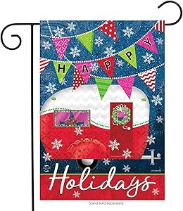 Briarwood Lane Happy Holidays Camper Primitive Garden Flag Christmas Festive 12.5" x 18"