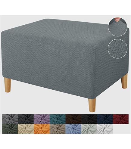 Housse de protection imperméable rectangulaire en daim pour repose-pieds - Housse de protection élastique et douce pour ottomane de chats et chiens - Gris - Taille L