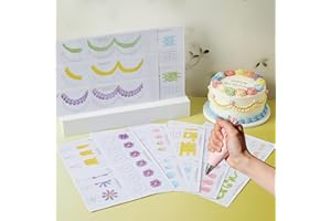 23 Sheets Cake Decorating Practice Board,Cream Decorating Drawings,Reusable Cake Decorating Practice Paper,Piping Icing Drawi