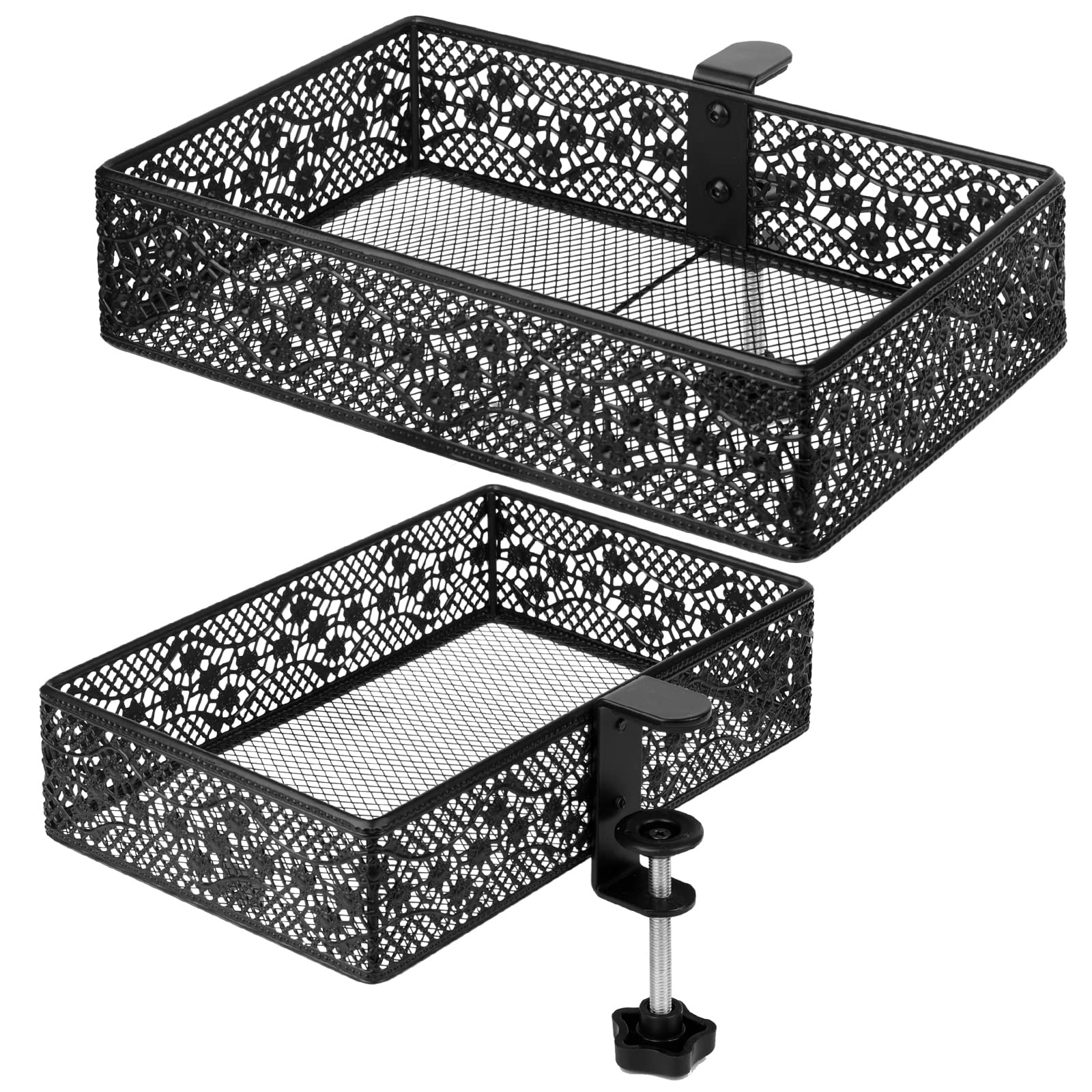 Photo 1 of Aurynns Under Desk Storage Organizer for Reduced Clutter, Drawer organizers C-Clamp Mount System Firmly Clamped And Do Not Hurt The Table, Easy to Install & holds up to 8 lbs-2 Pack (Large and Small)
