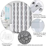Miorkly Grey Shower Curtain 180x180 cm Mould-Proof Waterproof 12 Hooks view 3