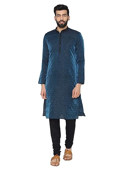 Men's Full Sleeve Regular Fit Designer Kurta with Churidar