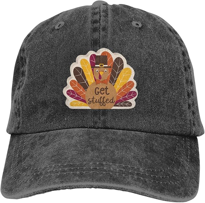 QIUYUANhat Get Stuffed Turkey Thanksgiving Unisex Adult Denim Hats