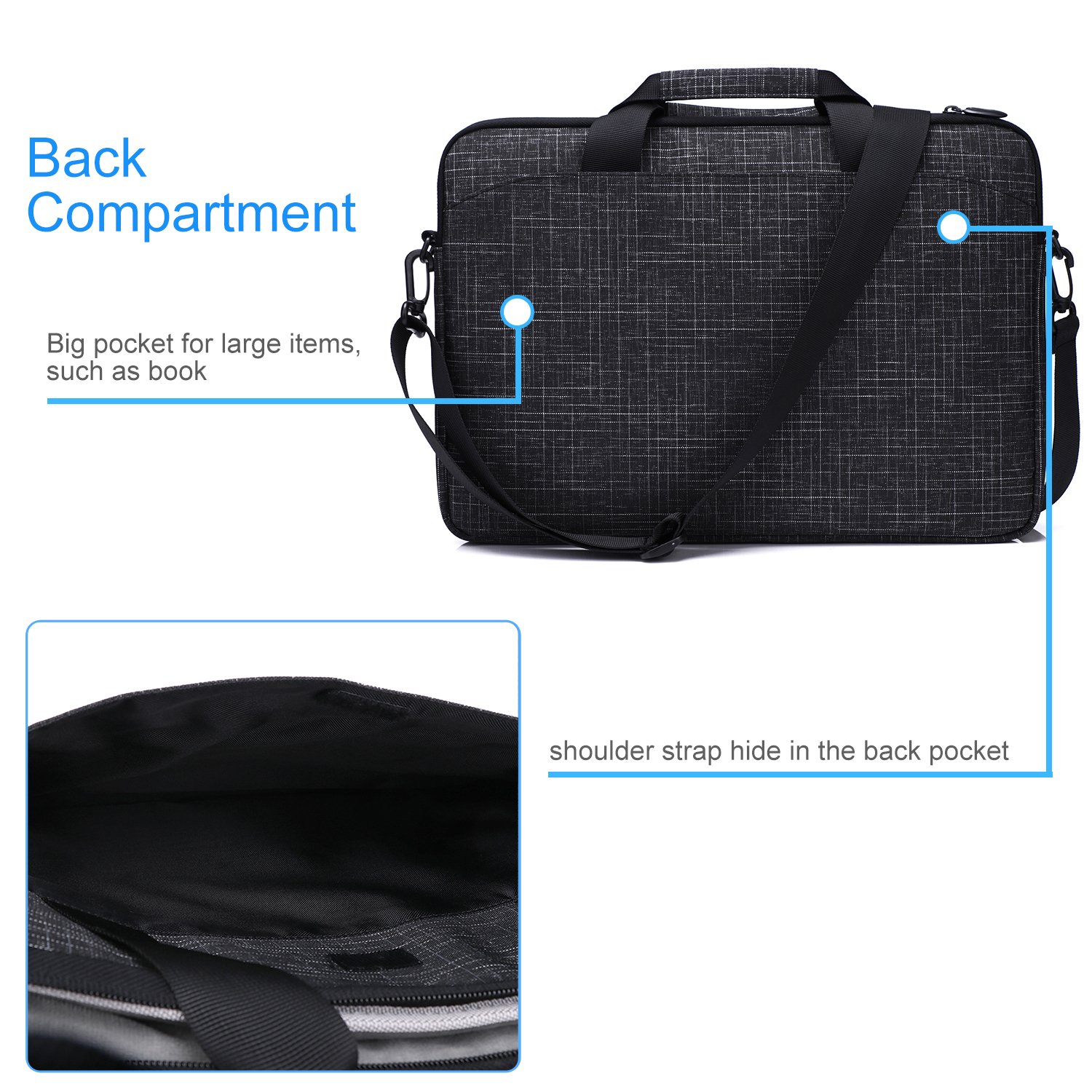 ProCase 14-15.6 Inch Briefcase Messenger Bag with Shoulder Strap and Handle for MacBook Pro 16”, 14 15 Inch Laptop Surface Book 3 15