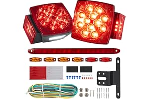 VEVOR Trailer Lights, 12V LED Trailer Tail Lights Kit with Stop Brake Turn Tail License Plate Clearance Lamp, Waterproof Tow 