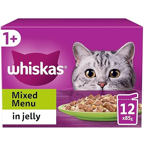 Whiskas 1+ Mixed Selection in Jelly 48 x 85 g Pouches, Adult Cat Food, Pack of 4 (12 x 85 g)