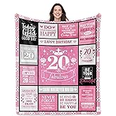 NEXVSGL 20th Birthday Gifts, 20 Year Old Girl Birthday Gifts for 20 Year Old Female, Happy 20th Bday Gift for Her Blanket 50"X60", Best Decoration Gift for 20yrs Bday Women, Present for Age Twenty
