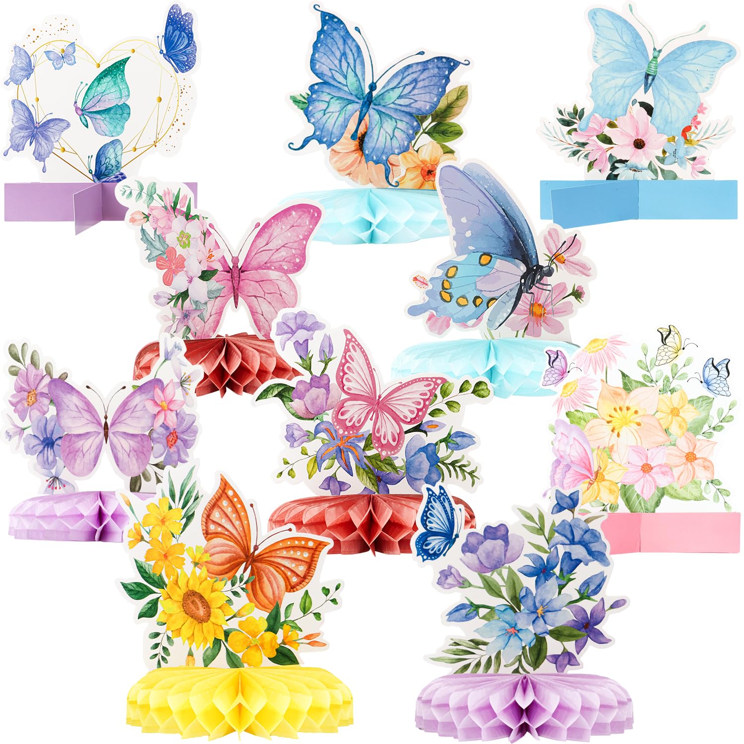 Photo 1 of Tasodin 10 Pcs Butterfly Centerpieces for Tables Spring Butterfly Flowers Theme Table Decorations, Butterfly Honeycomb Table Centerpiece for Birthday Party Baby Shower Decor