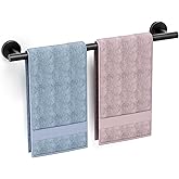 Matte Black Towel Bar, 18 Inch Towel Racks for Bathroom Wall Mounted, SUS304 Stainless Steel Bathroom Towel Holder, Total Length 20.4 Inch Towel Bars