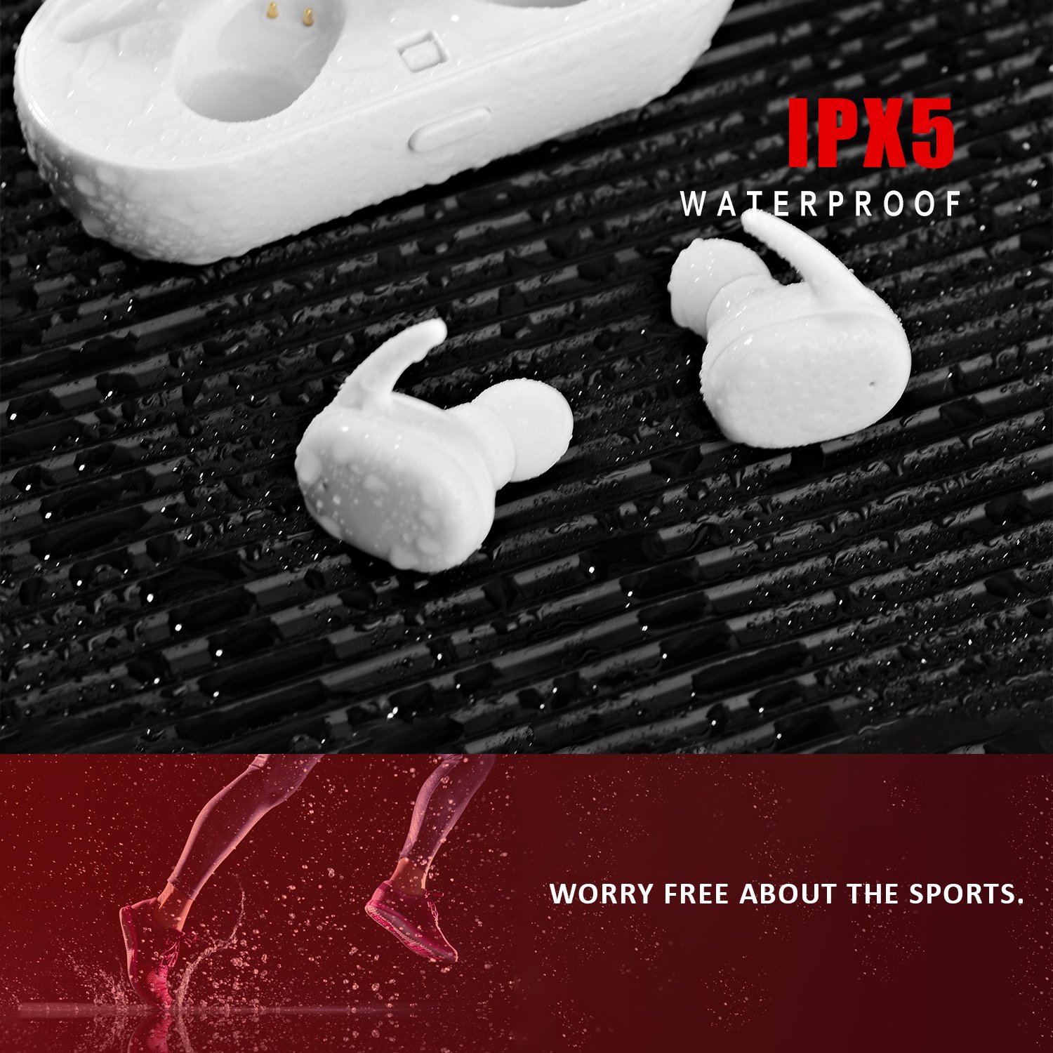 Wireless Earphones, Bluetooth headphones with Mic, Sport Earbuds Waterproof