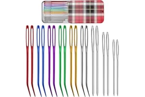 UOOU 18 Pieces Yarn Needle,Tapestry Needle Bent Embroidery Needles Bent Tip Needles,Large-Eye Blunt Needles with Random Box for Knitting Crochet (Random Color)