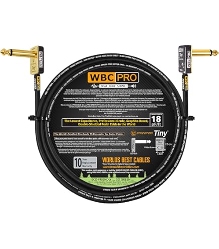 3-Pack 10 Inch S-Shaped Instrument Patch Cables - Mogami 2524 Wire With Gold Plated Pancake Connectors