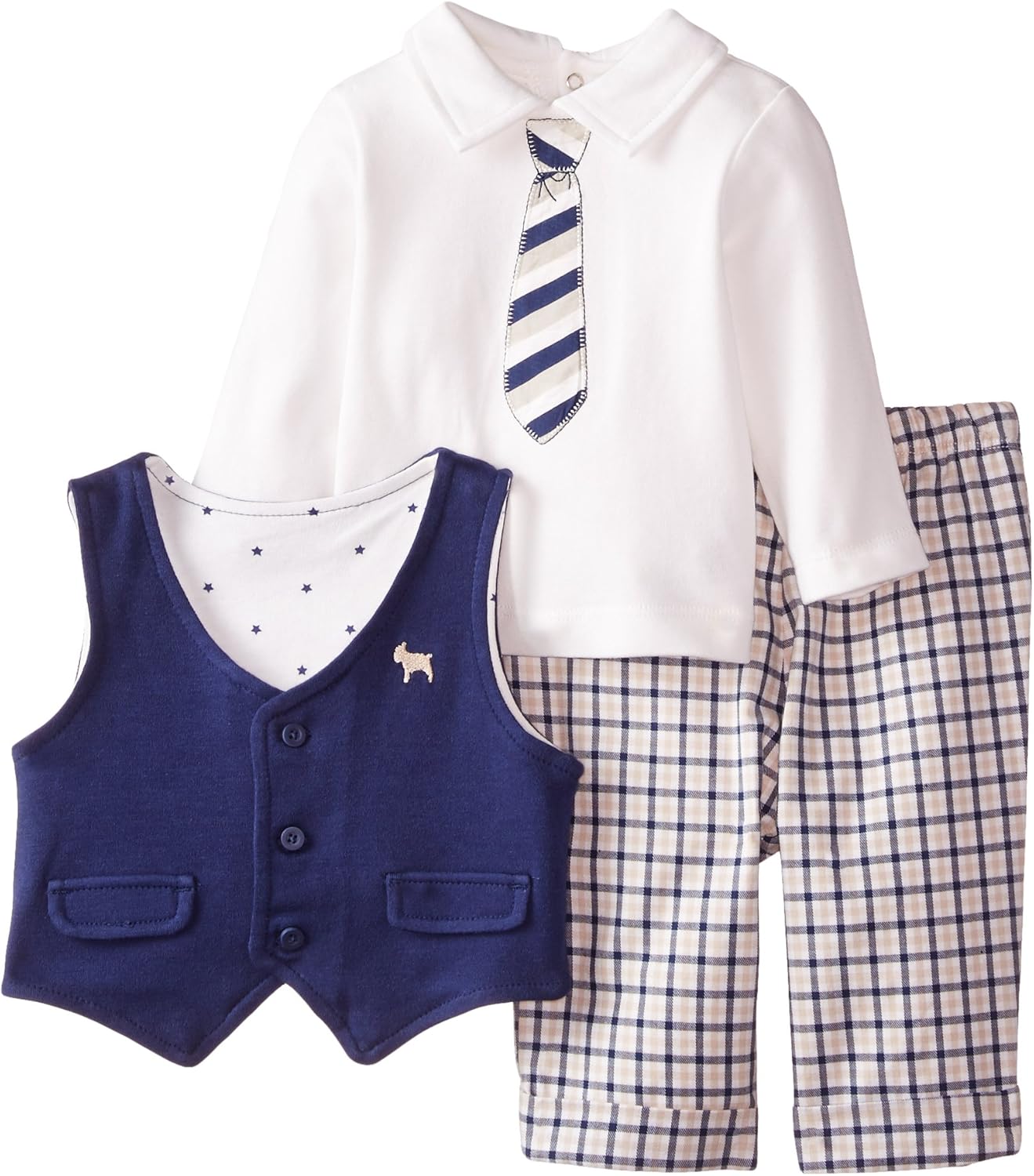 Little Me Baby Boys' Preppy 3 Piece Vest Pant Set Clothing