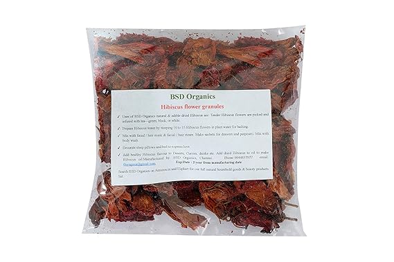 BSD Organics Edible Hibiscus granules dried for tea, garnishing & more- 100 gms