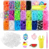 Phinus 2000+ Rubber Band Bracelet Kit, Loom Bracelet Making Kit with 1 Crown Loom, 100 S-Hooks, 5 Pendants, 1 Small Needle, 1 Instruction, Premium Rubber Bands for Weaving DIY Crafting Gift