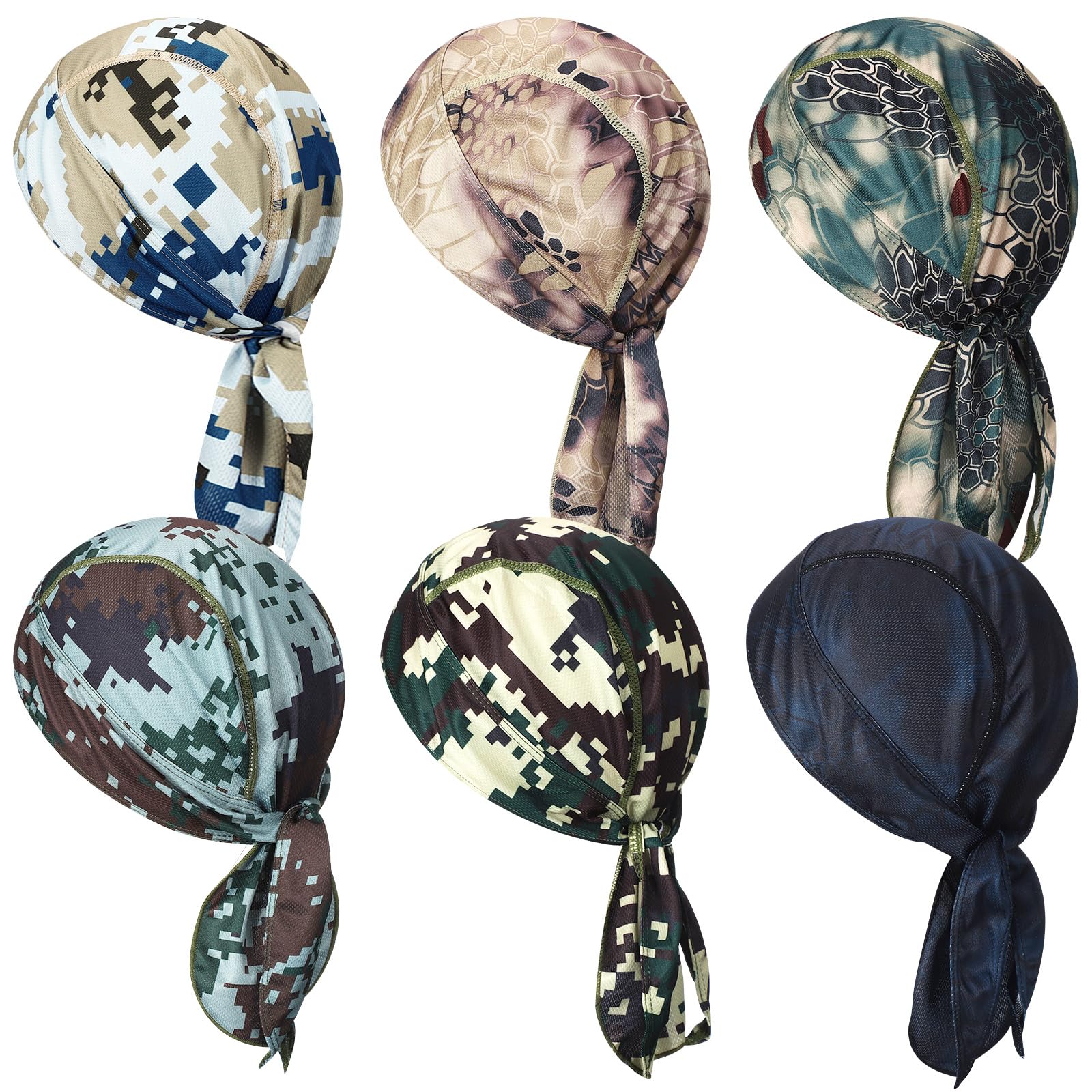 6 Pieces Sweat Wicking Beanie Cap Helmet Liner Skull Cap Breathable Cycling Head Wrap for Women Men Outdoor Activities (Color Set 4)