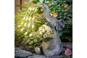 ChlinHuoho Solar Garden Elephant, Lights Watering Decor, Animal Statue Outdoor, Fairy Garden Accessories,Patio,Yard,Balcony Decorations, Lawn Ornament, Housewarming, Birthday,Mothers Day Mom Gifts
