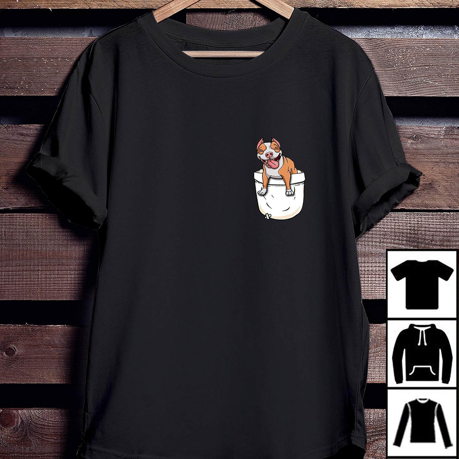 Pitbull Pocket T Shirt Dog Pocket Shirt Animal Pocket T Shirt Long T