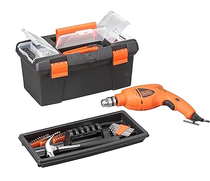 Black + Decker HD400BX 500-Watt Impact Drill Kit in Storage Box (Orange, 103-Pieces)