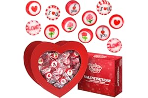 TWINKLE BITES 100 PCS Valentines Day Hard Candy’s -Packed In A Beautiful Heart Shaped Box - Individually Wrapped - Red, White Colors & Delicious Flavor, With Heart, Love, Designs -Bulk Valentines Day Candy Use For Kids, Adults, Party Favor, Classroom & Office Treats.