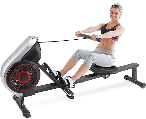 SereneLife Rowing Machine Air and Magnetic Rowing Machine Rowing Exercise Machine for Gym or Home Use Measures Time, Distance, Stride, Calories Burned Rowing Machine Cardio Workout for Fitness