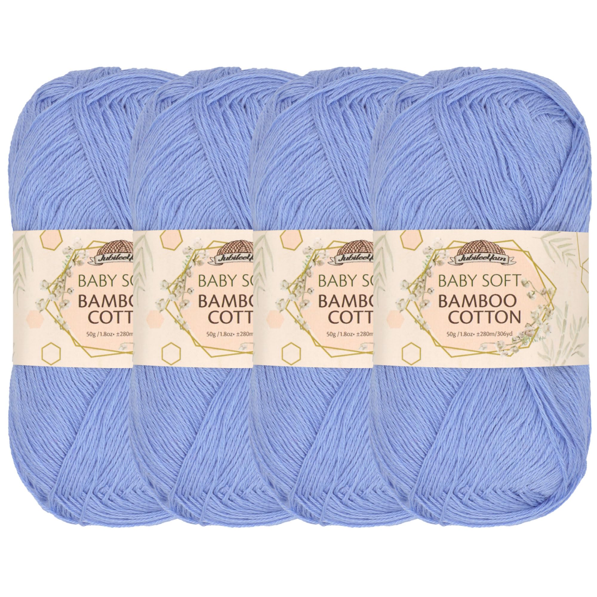 JubileeYarn Baby Soft Bamboo Cotton Yarn - 50g/Skein - Glacier Blue - 4 Skeins โ image 1