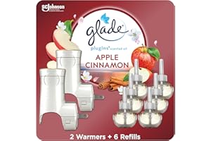 Glade PlugIns Air Freshener Starter Kit, Scented and Essential Oils for Home and Bathroom, Apple Cinnamon, 4.02 Fl Oz, 2 Warmers and 6 Refills