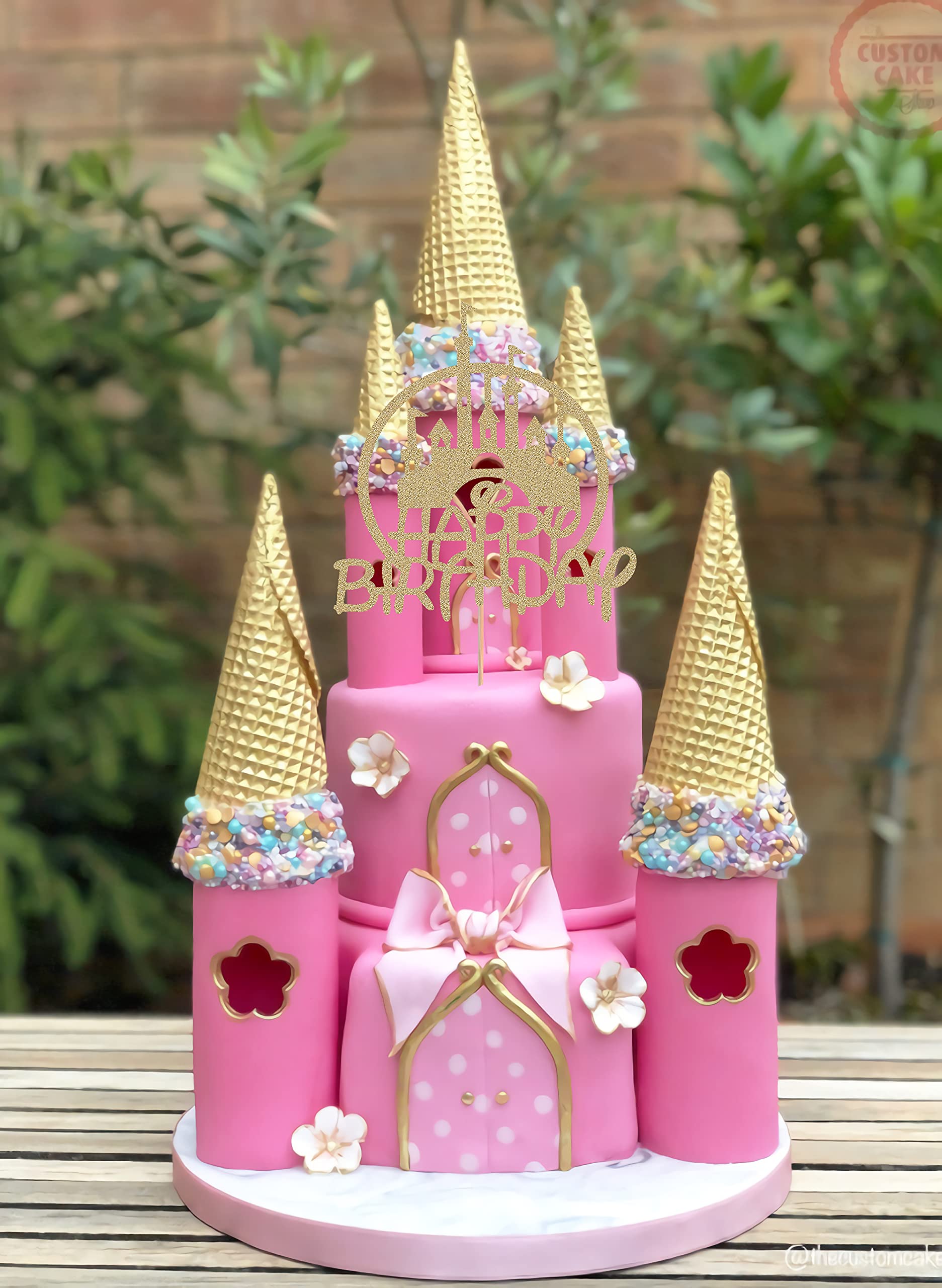 Mua Castle Birthday Cake Topper - Gold Glitter Castle Theme Birthday ...