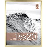 MCS Foundation 16x20 Poster Frame Traditional Brass, Vertical & Horizontal Wall Hanging Large Picture Frame for Photos, Posters & Art Prints (1-Pack)
