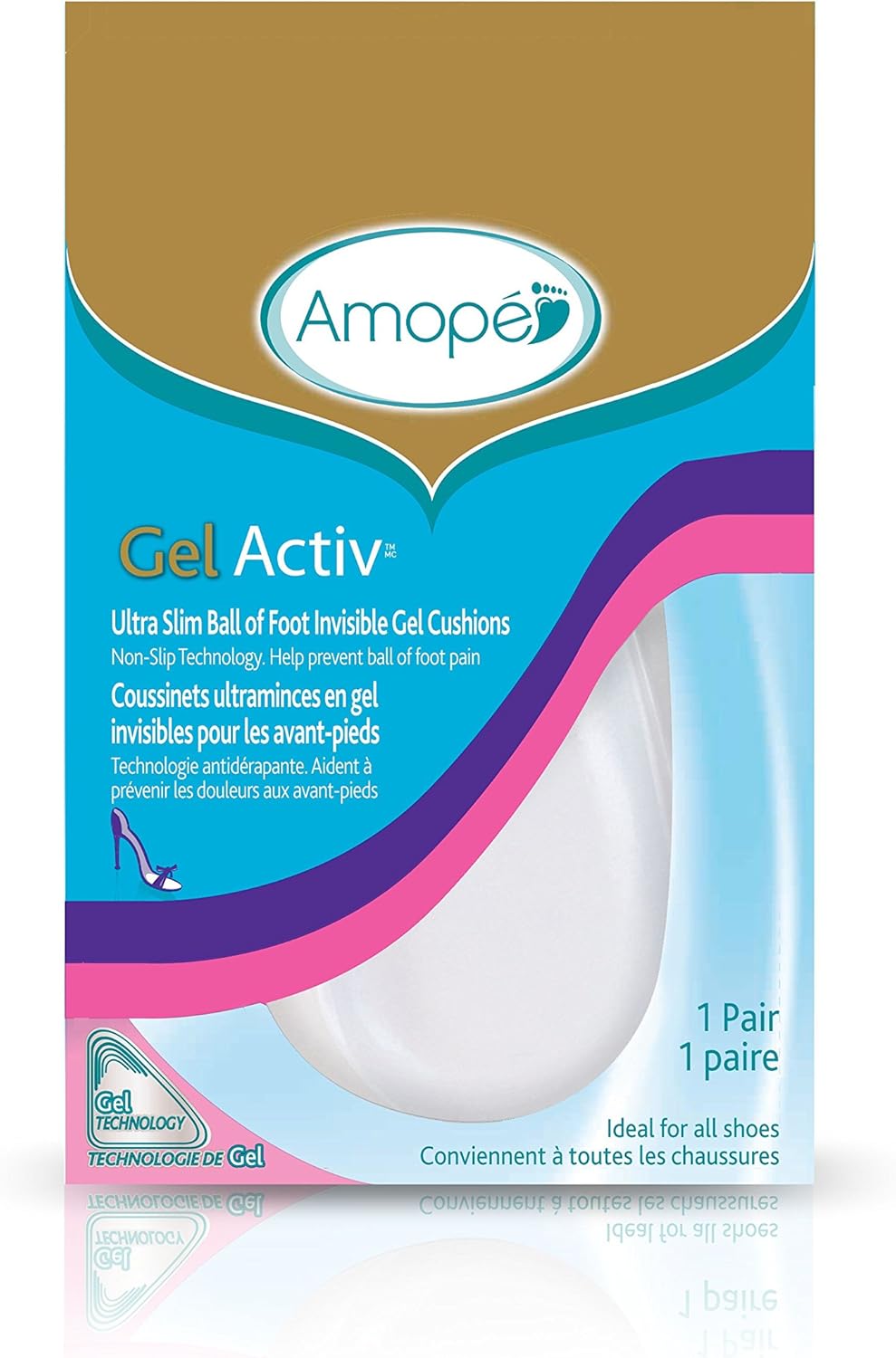 Amope Gel Activ, Women's Shoe/Foot Insoles, Ultra Slim Ball of Foot