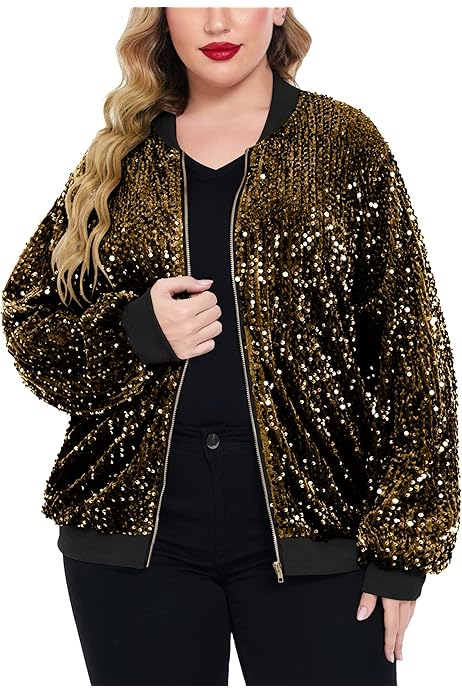 black sequin bomber jacket plus size