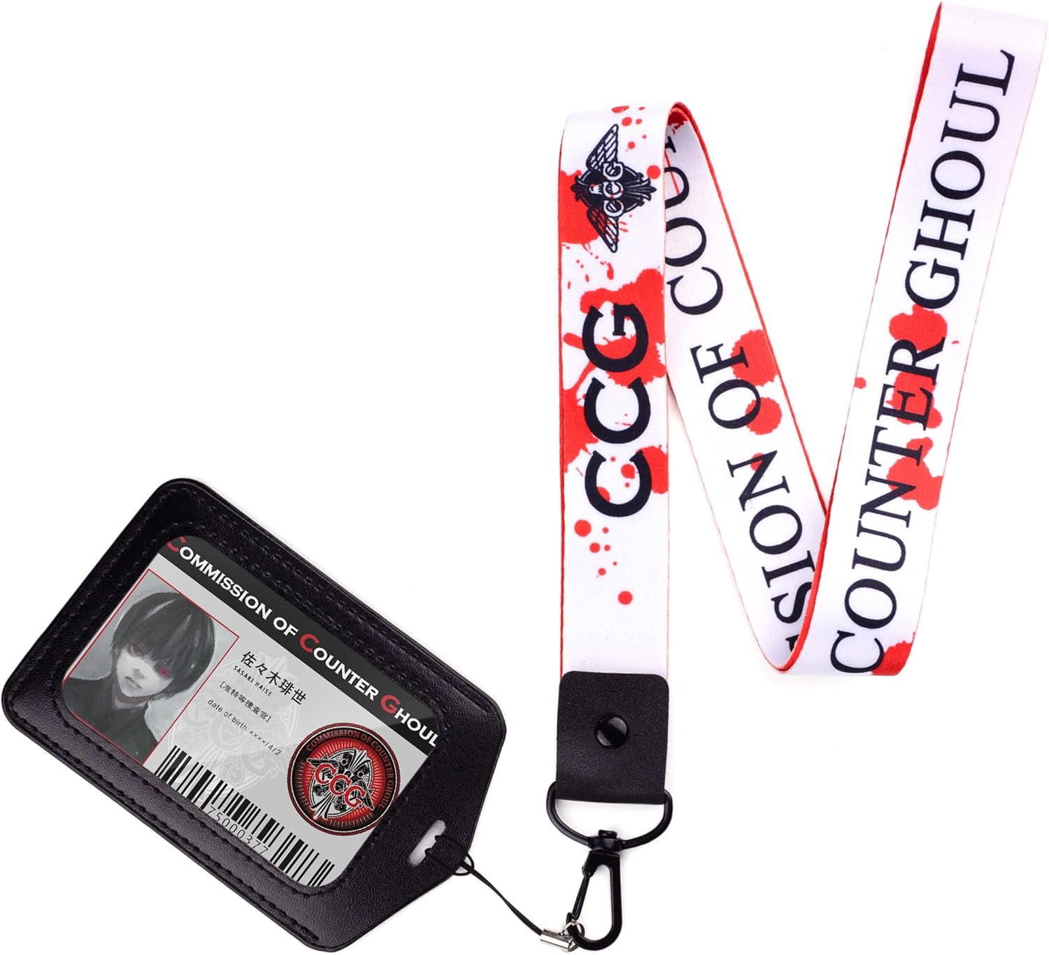 Neck Strap Lanyard for Tokyo Ghoul with Ken Kaneki CCG ID Card in Badge Holder Anime Key Holder (Ken), unit
