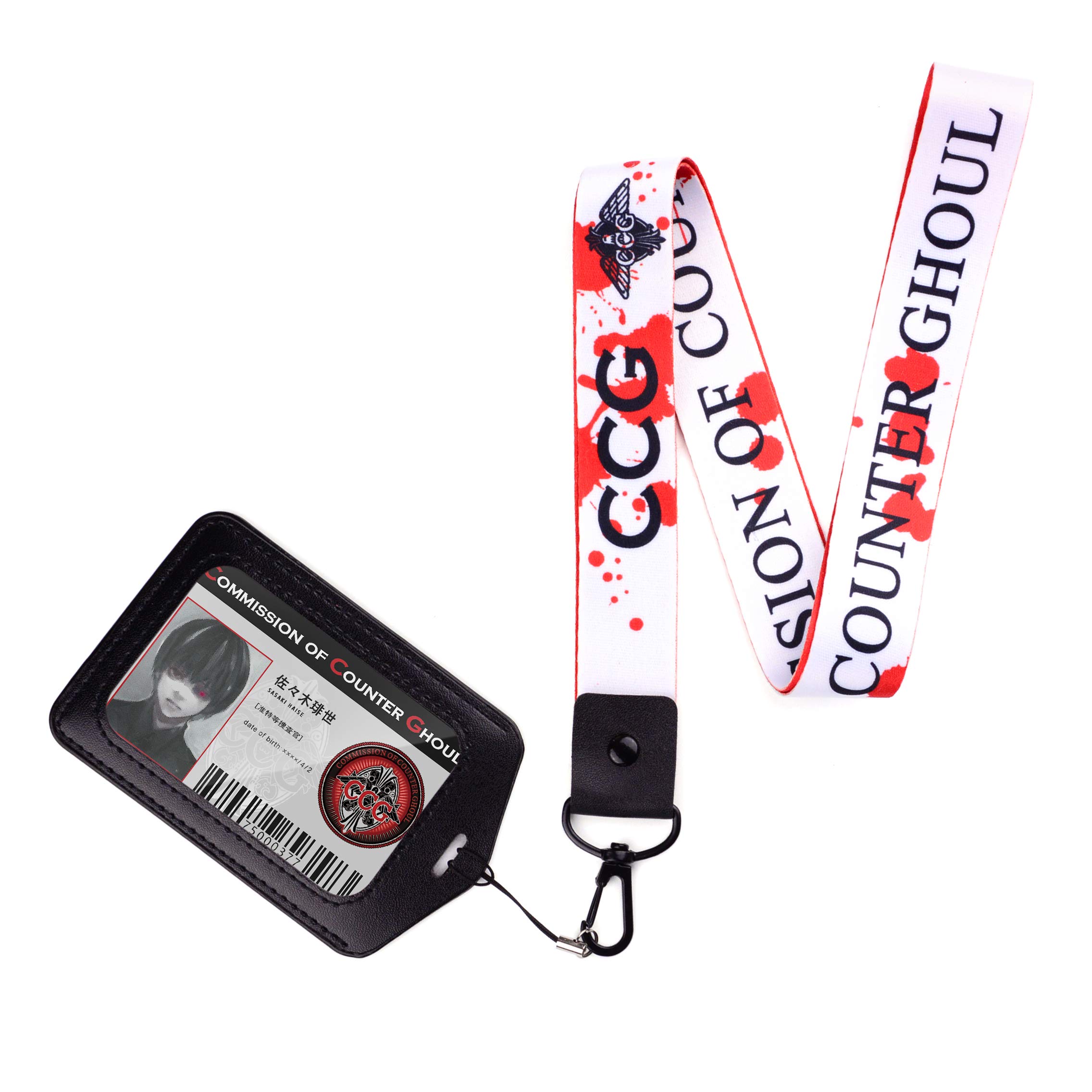 Neck Strap Lanyard for Tokyo Ghoul with Ken Kaneki CCG ID Card in Badge Holder Anime Key Holder (Ken)