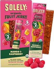 SOLELY - Organic Mango Raspberry Fruit Jerky - 5 Individually Wrapped Fruit Strips - Fruit Leather - Healthy Snacks for Adult