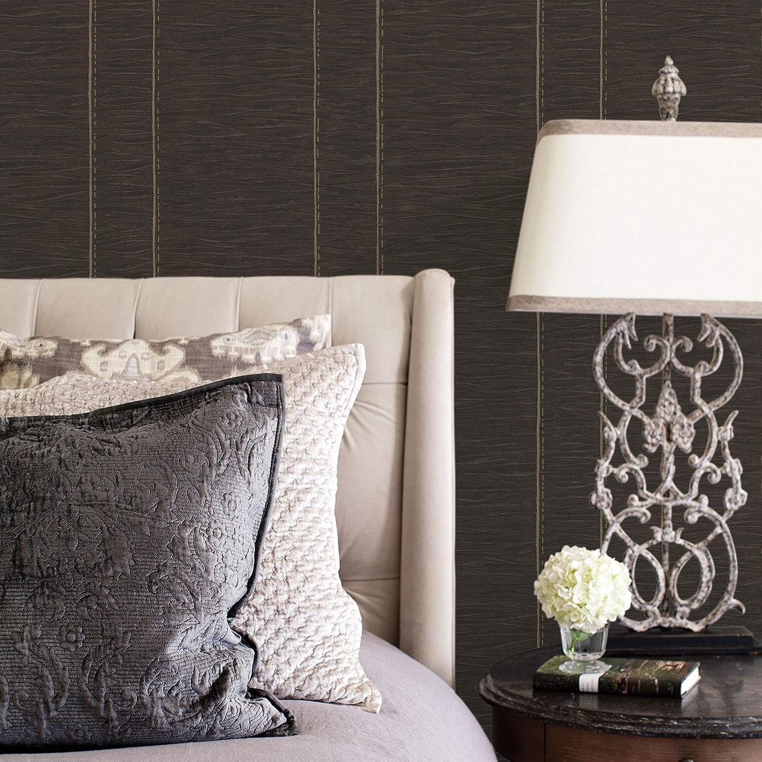 Galerie G67645 Palazzo Textured and Striped Design Wallpaper, Black, 10m x 53cm - Image 3