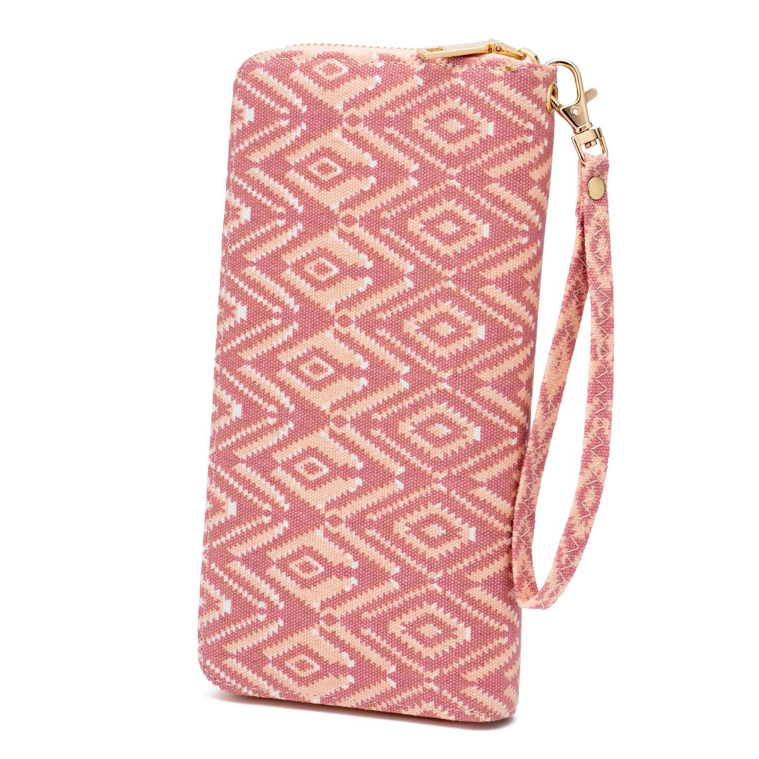 WOZEAH Women's RFID Blocking PU Leather Zip Around Wallet Clutch Large Travel Purse