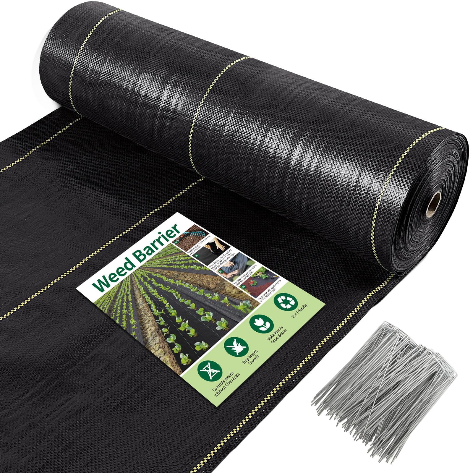 KANAGAWA 8ftx300ft Premium Weed Barrier Landscape Fabric Heavy Duty 3.5OZ, Woven Weed Control Fabric, Good Permeability for Weed Block Gardening Mat, Driveway Fabric, Landscaping Fabric, Ground Cover