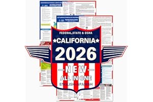 ZLODEPIP 2026 California State and Federal Labor Laws Poster – OSHA Compliant Laminated 24" x 36" English and Spanish Bundle 2 Pack Folded