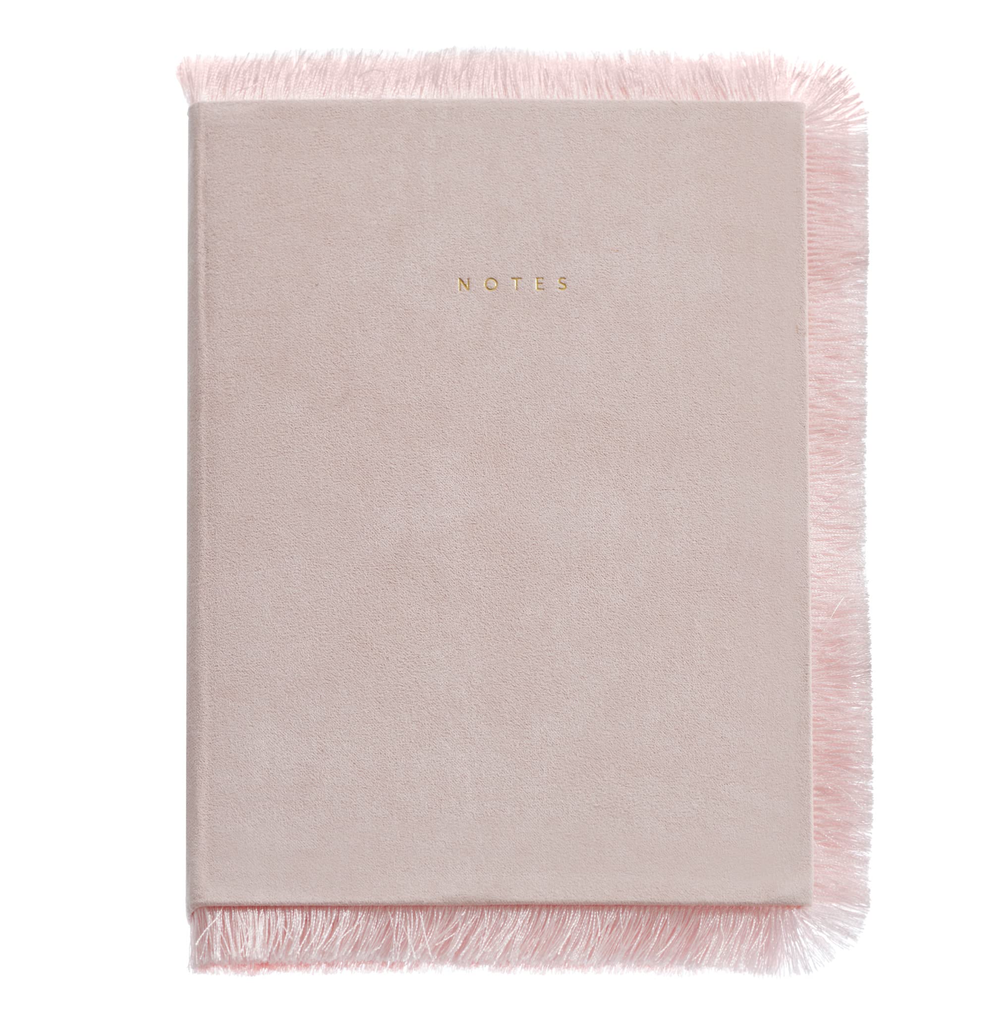 Miquelrius - A5 Notebook, Plain, 80 Sheets, Stitched, Cover Lined in Suede Effect Fabric with Fringes, Sweet Fruits Collection, Pink