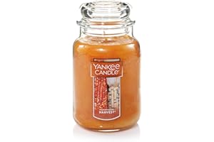 Yankee Candle Harvest Scented, Classic 22oz Large Jar Single Wick Aromatherapy Candle, Over 110 Hours of Burn Time, Apothecary Jar Fall Candle, Autumn Candle Scented for Home